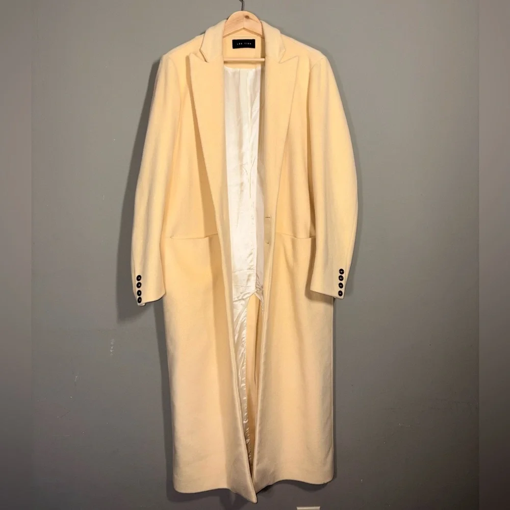 LES TIEN Black Label Cashmere Car Unisex Coat in Canary - Picture 10 of 16